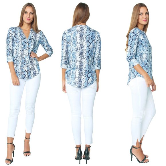 Joie Tops - Joie Soft Dane Snake Print Button Down Blouse S